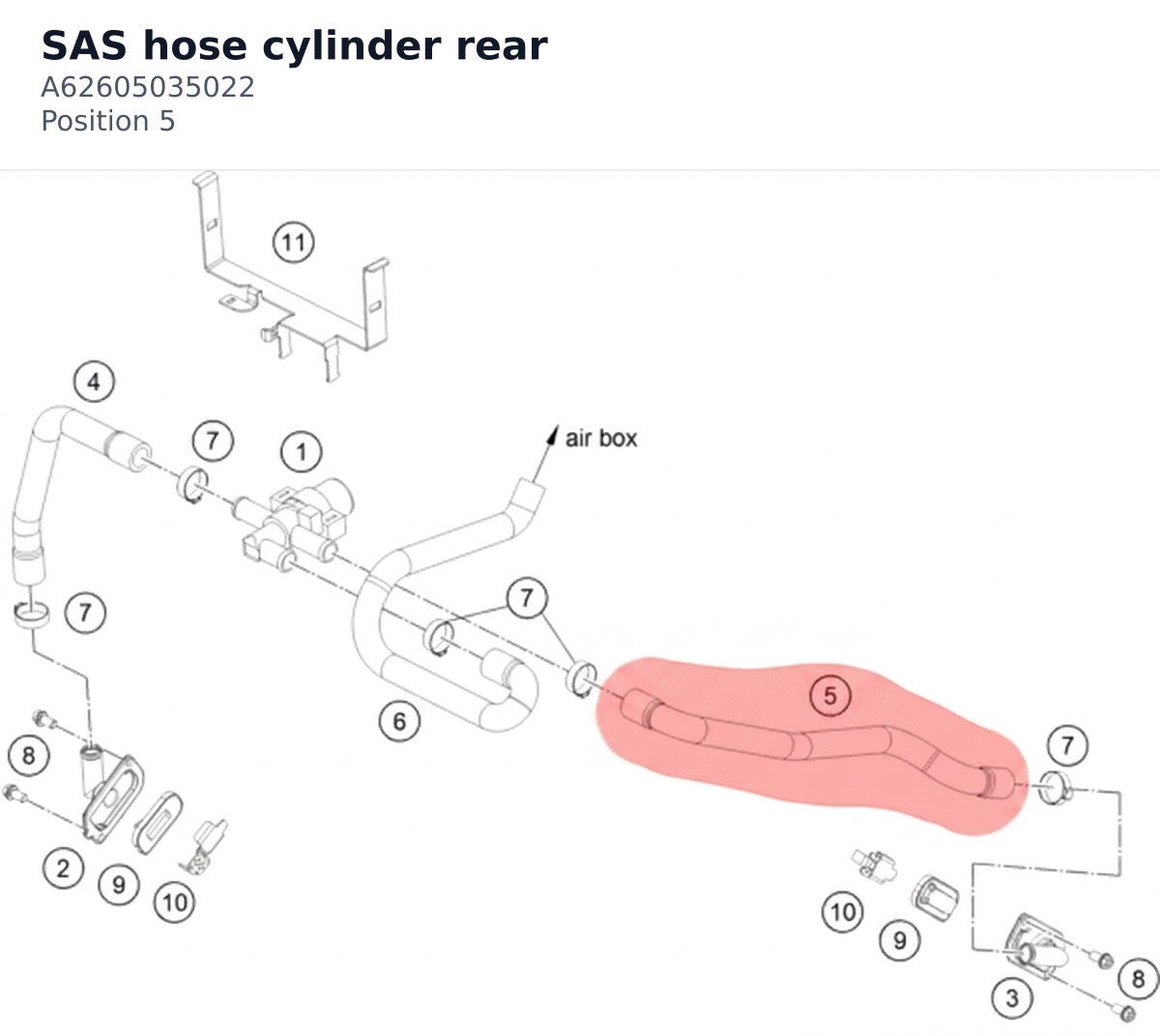 Diagram preview: SAS hose cylinder rear (A62605035022)