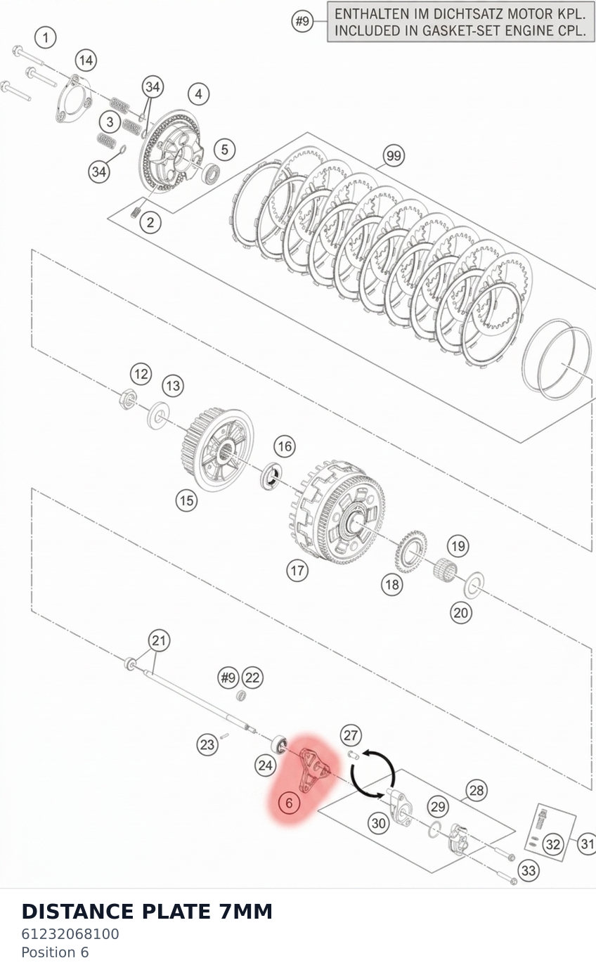 Diagram preview: DISTANCE PLATE 7MM (61232068100)