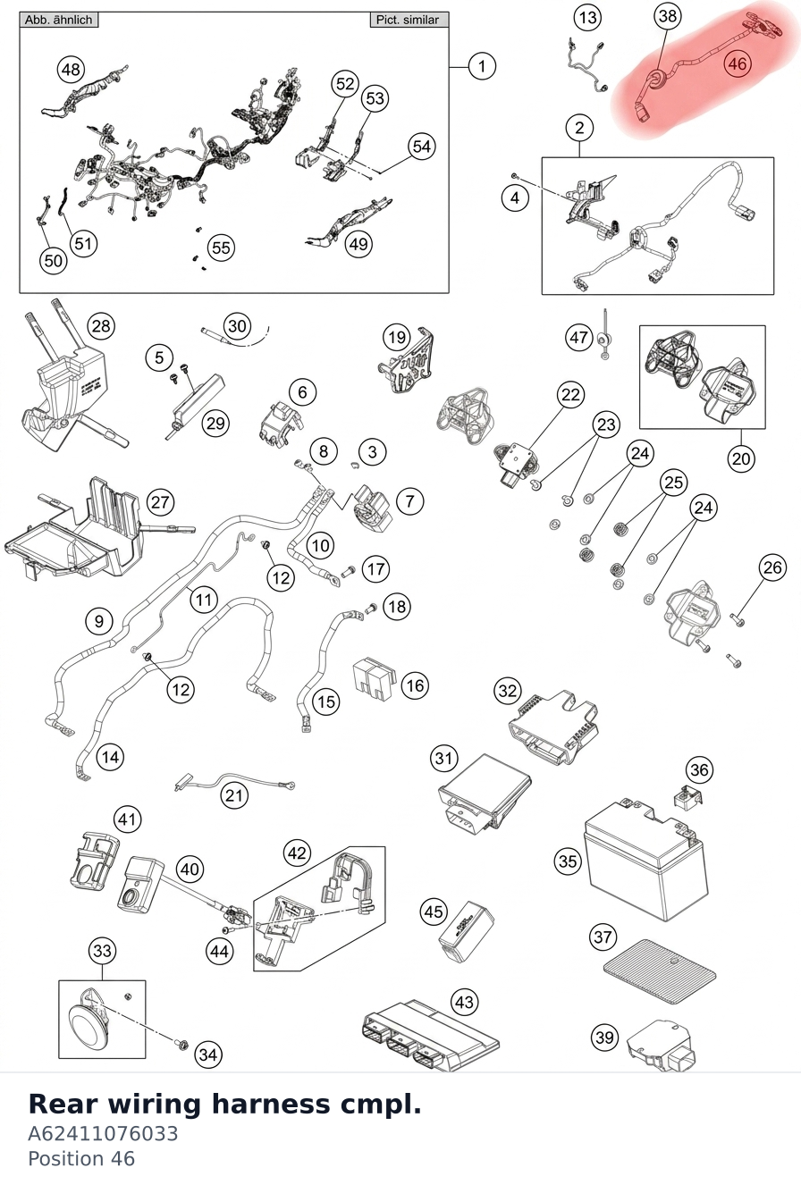 Diagram preview: Rear wiring harness cmpl. (A62411076033)