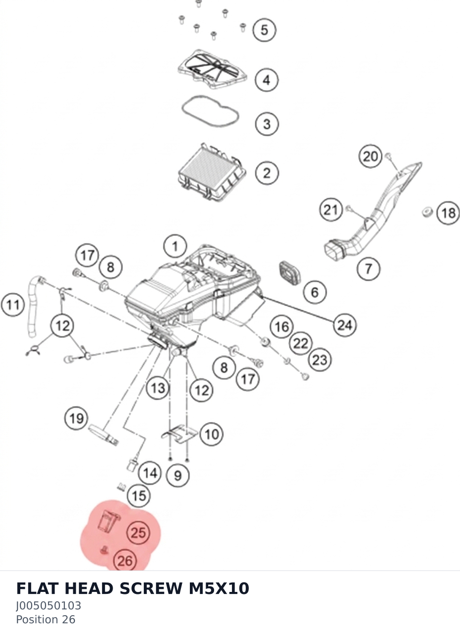 Diagram preview: FLAT HEAD SCREW M5X10 (J005050103)