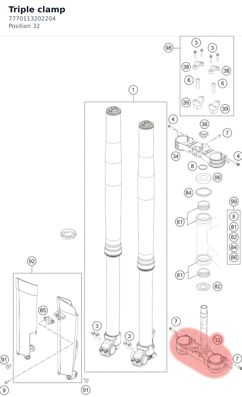 Diagram preview: Triple clamp (7770113202204)