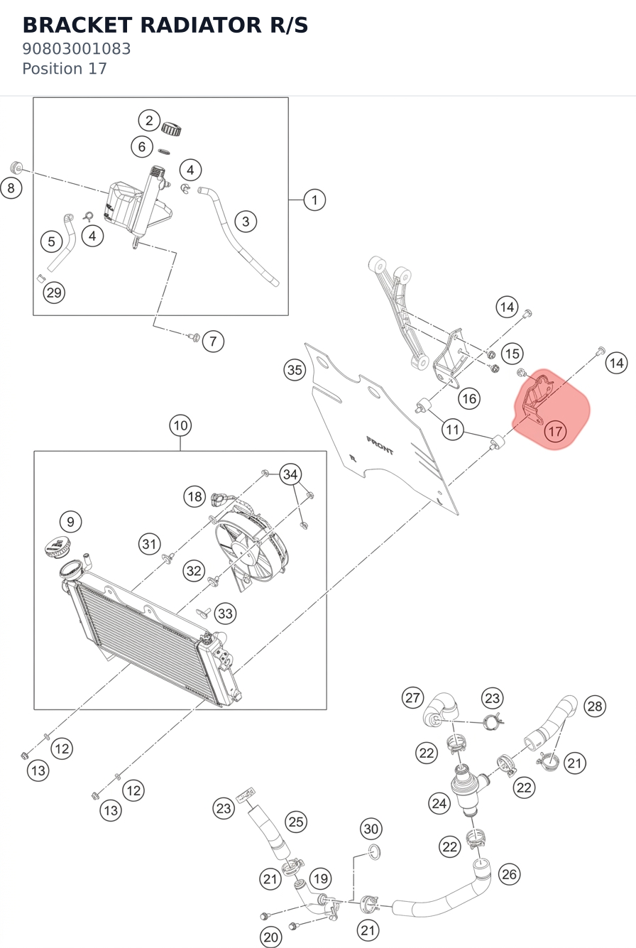 Diagram preview: BRACKET RADIATOR R/S (90803001083)