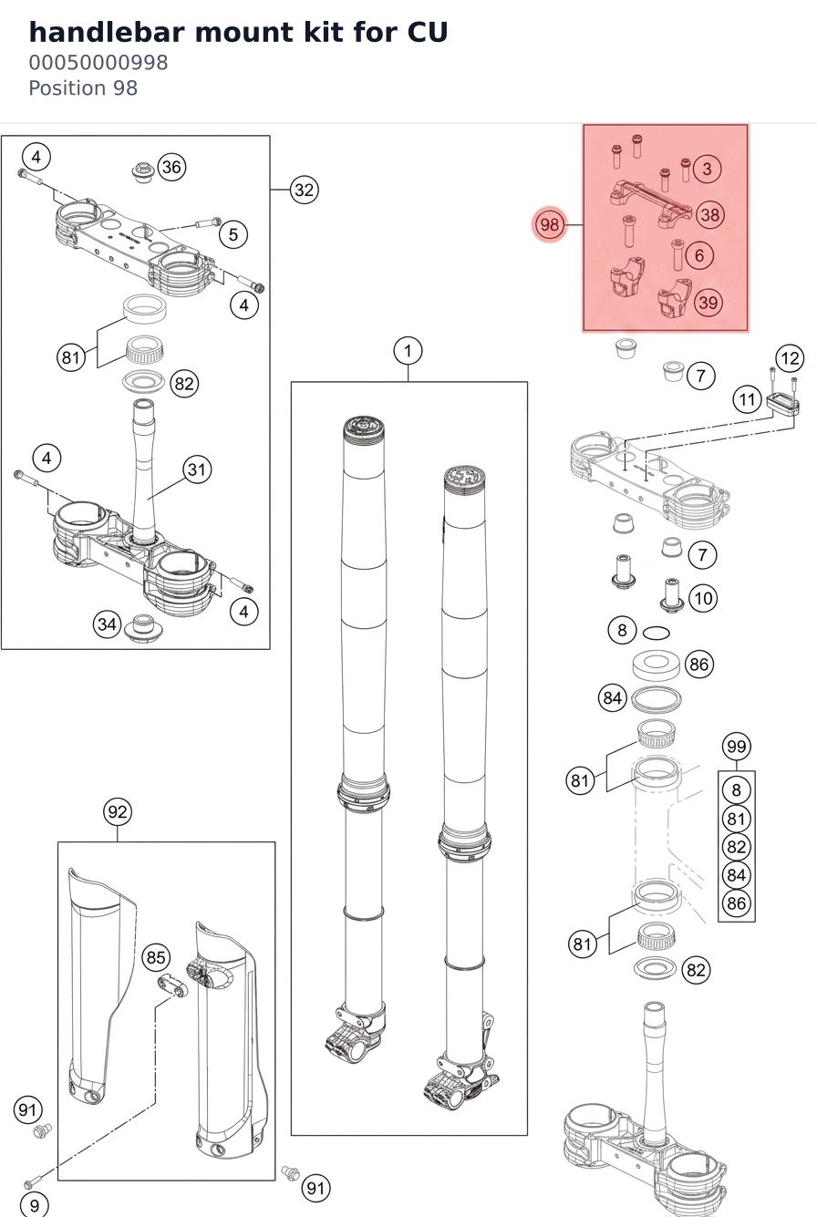 Diagram preview: handlebar mount kit for CU (00050000998)