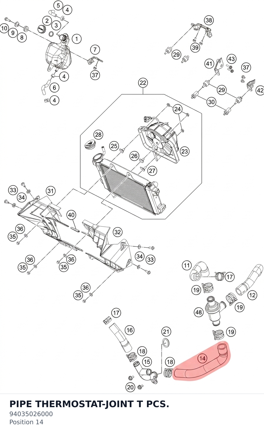 Diagram preview: PIPE THERMOSTAT-JOINT T PCS. (94035026000)