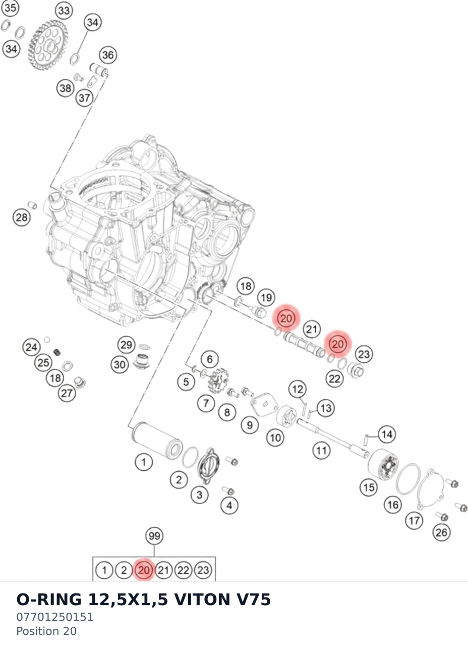 Diagram preview: O-RING 12,5X1,5 VITON V75 (07701250151)