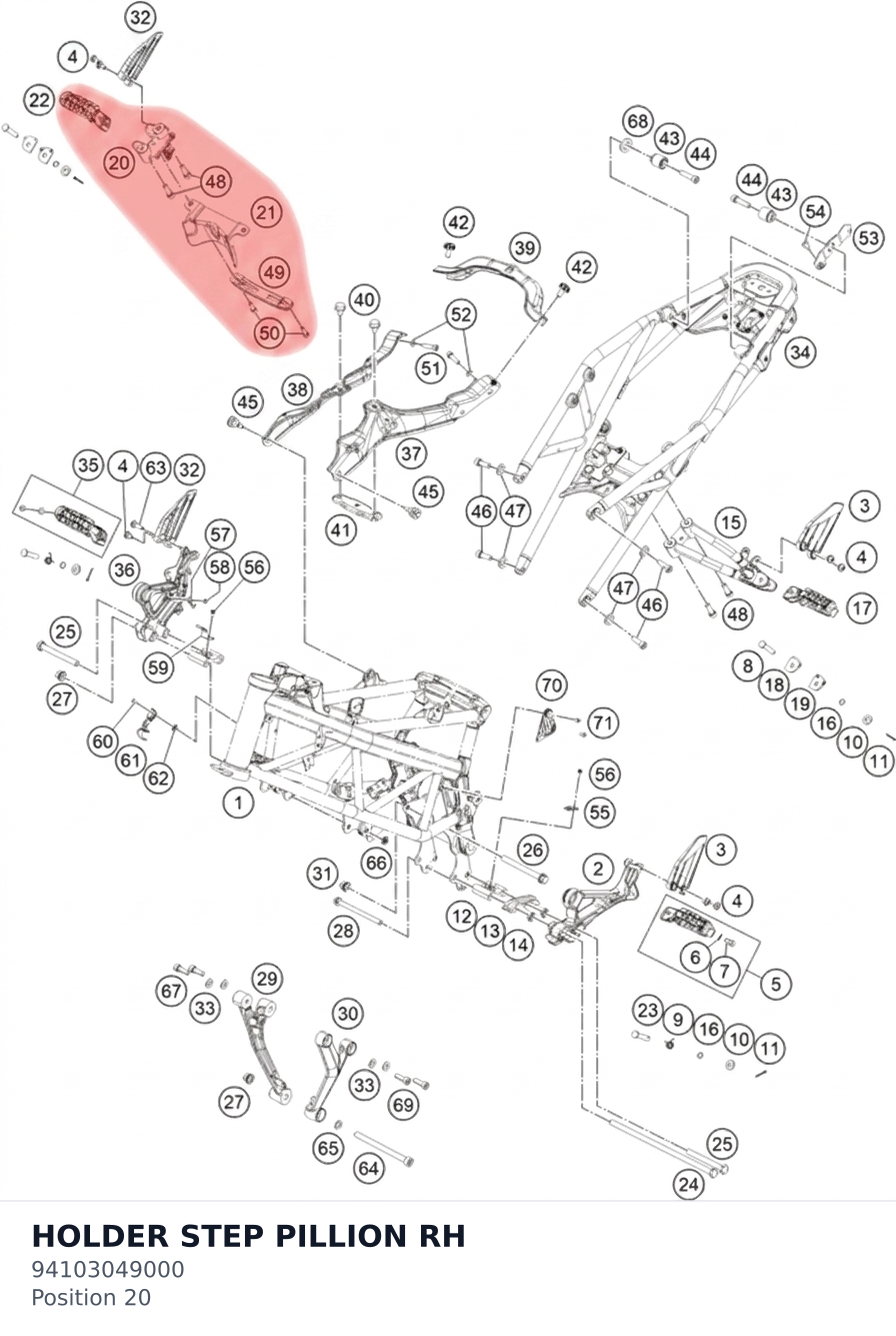 Diagram preview: HOLDER STEP PILLION RH (94103049000)