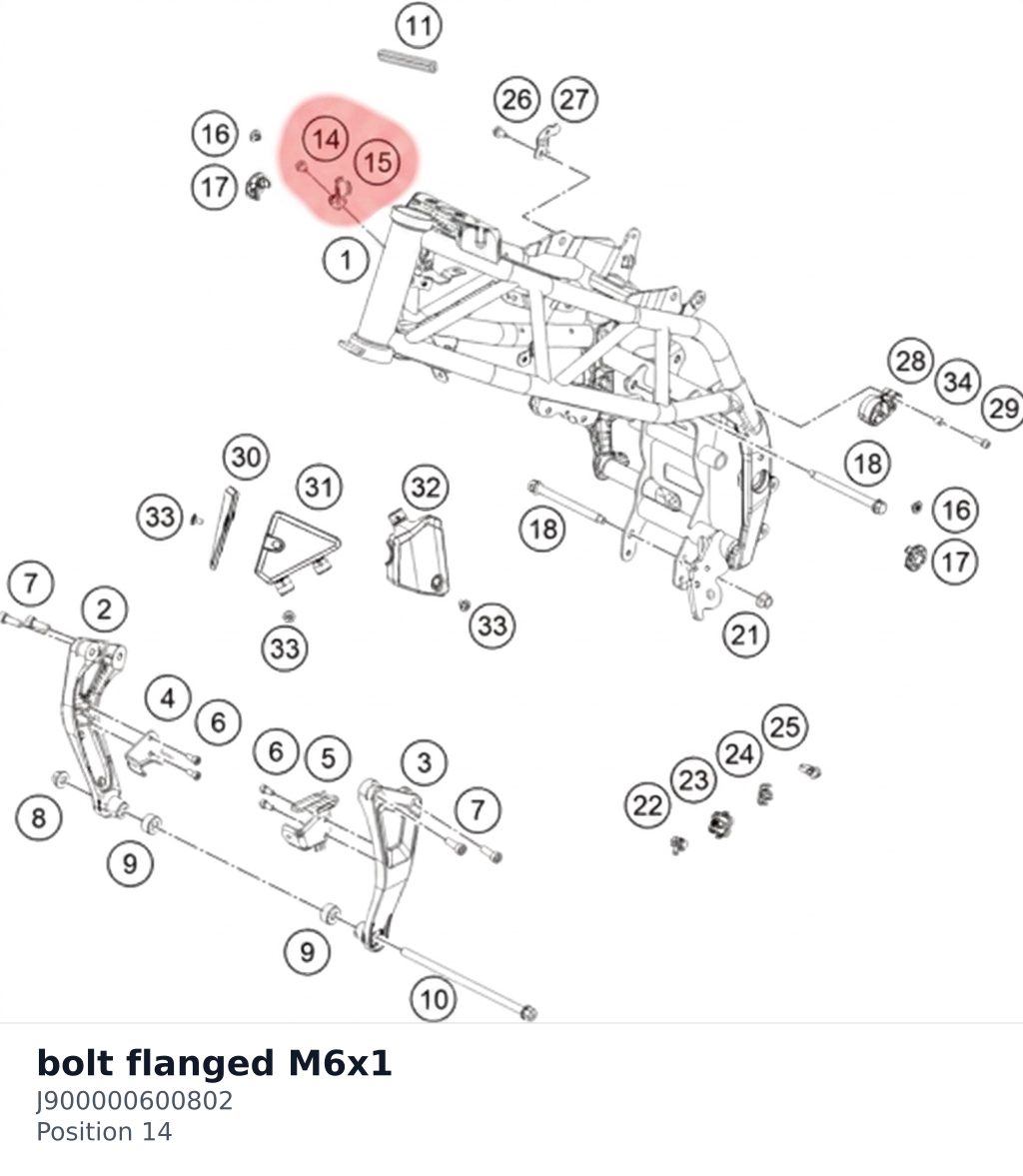 Diagram preview: bolt flanged M6x1 (J900000600802)