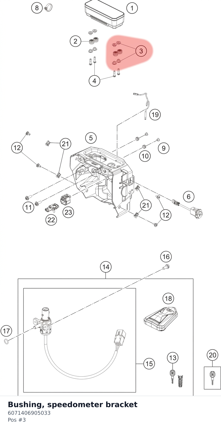 Diagram preview: Bushing, speedometer bracket (6071406905033)