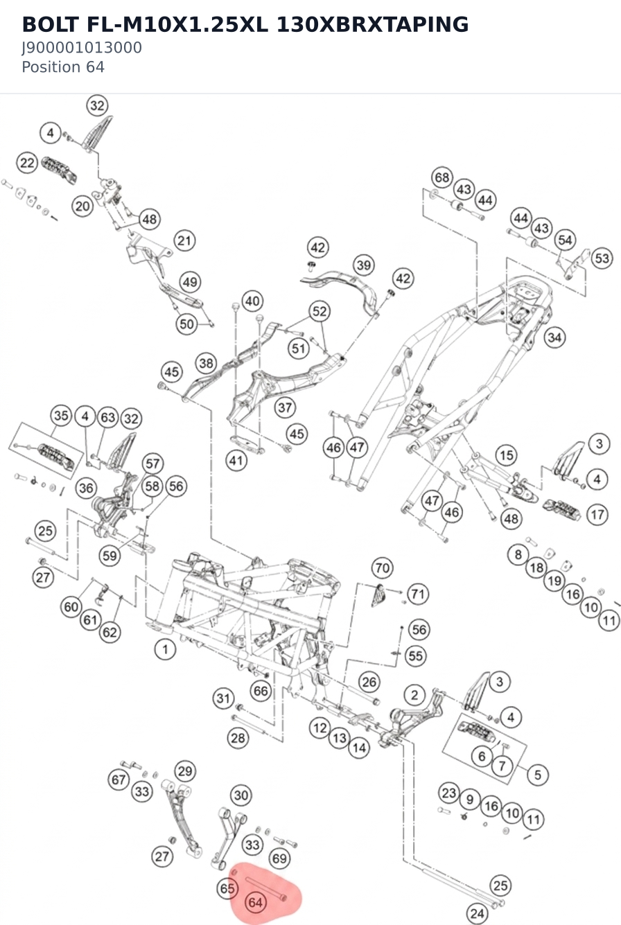 Diagram preview: BOLT FL-M10X1.25XL 130XBRXTAPING (J900001013000)