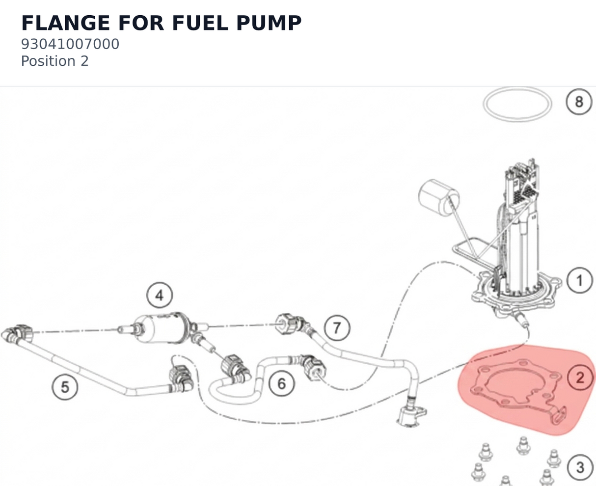 Diagram preview: FLANGE FOR FUEL PUMP (93041007000)