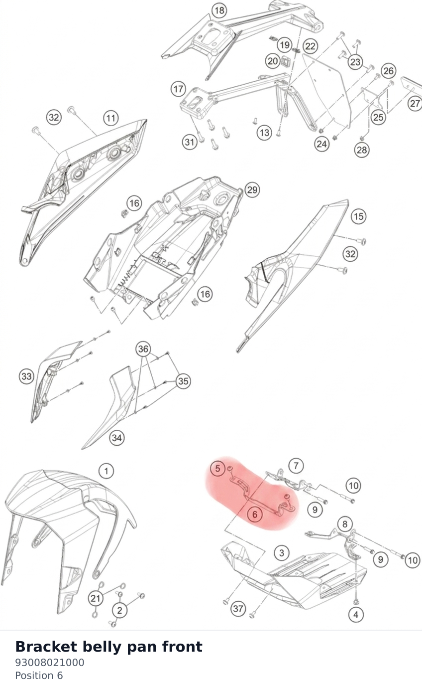 Diagram preview: Bracket belly pan front (93008021000)