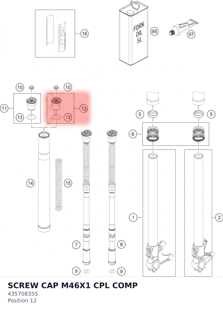 Diagram preview: SCREW CAP M46X1 CPL COMP (43570835S)