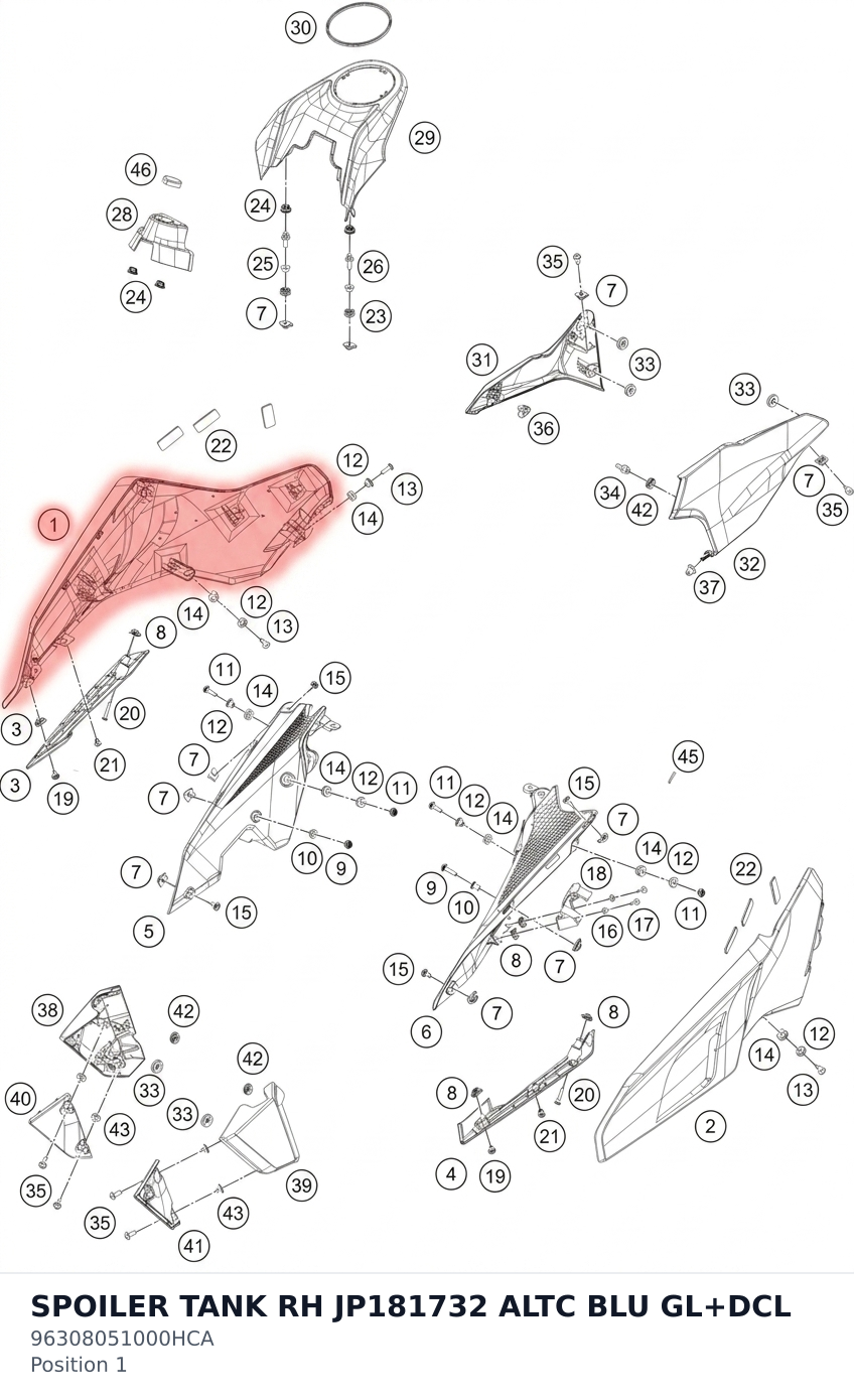 Diagram preview: SPOILER TANK RH JP181732 ALTC BLU GL+DCL (96308051000HCA)