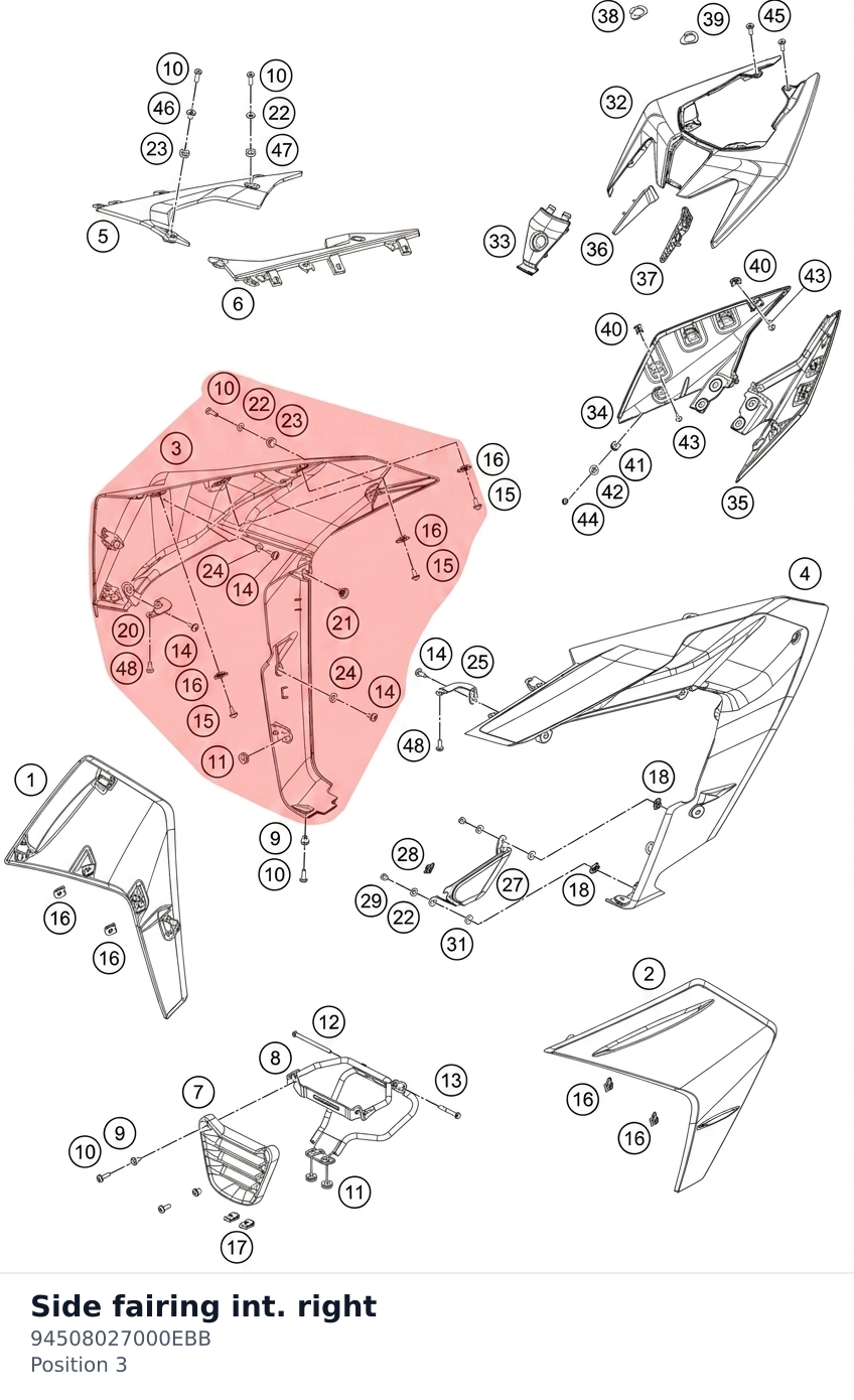 Diagram preview: Side fairing int. right (94508027000EBB)