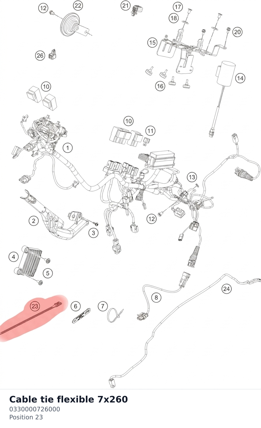 Diagram preview: Cable tie flexible 7x260 (0330000726000)