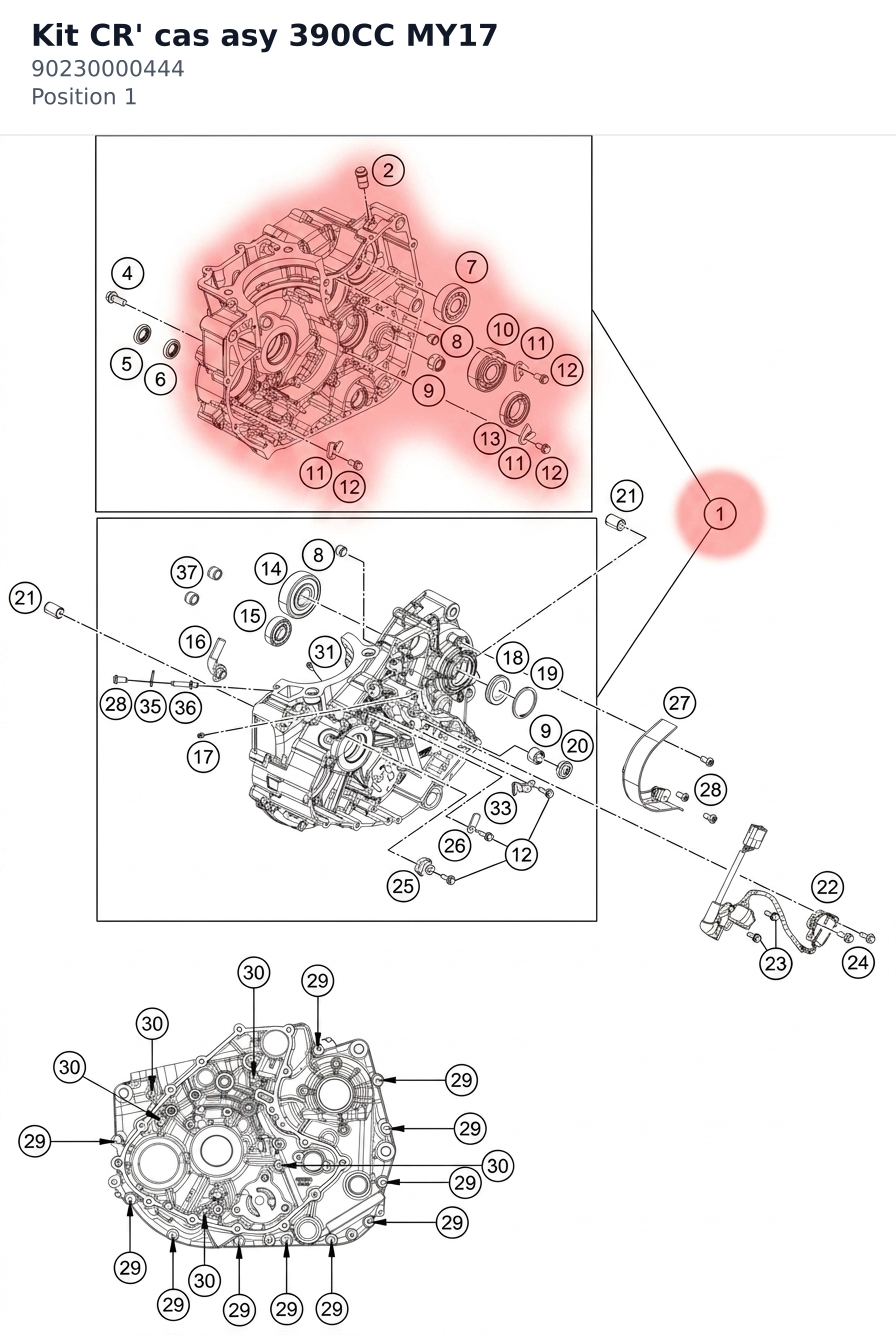 Diagram preview: Kit CR' cas asy 390CC MY17 (90230000444)