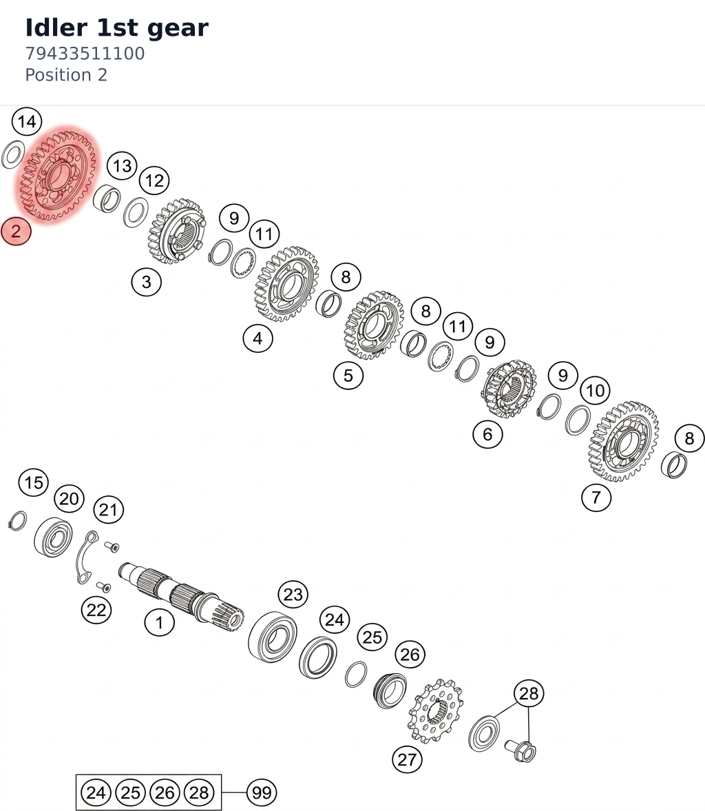 Diagram preview: Idler 1st gear (79433511100)