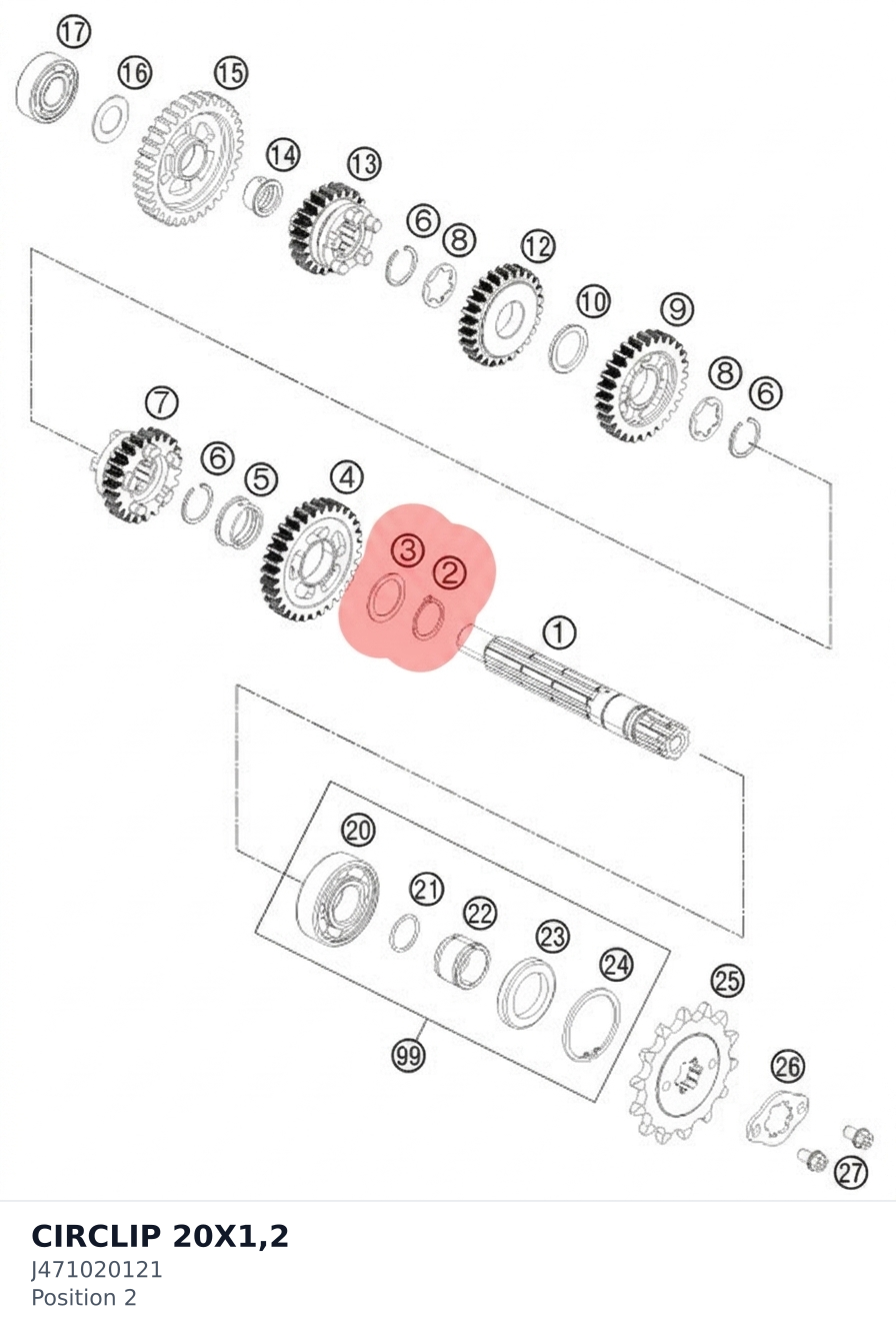Diagram preview: CIRCLIP 20X1,2 (J471020121)