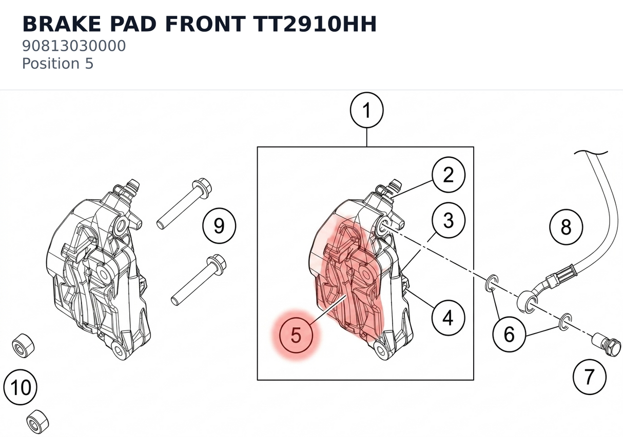 Diagram preview: BRAKE PAD FRONT TT2910HH (90813030000)