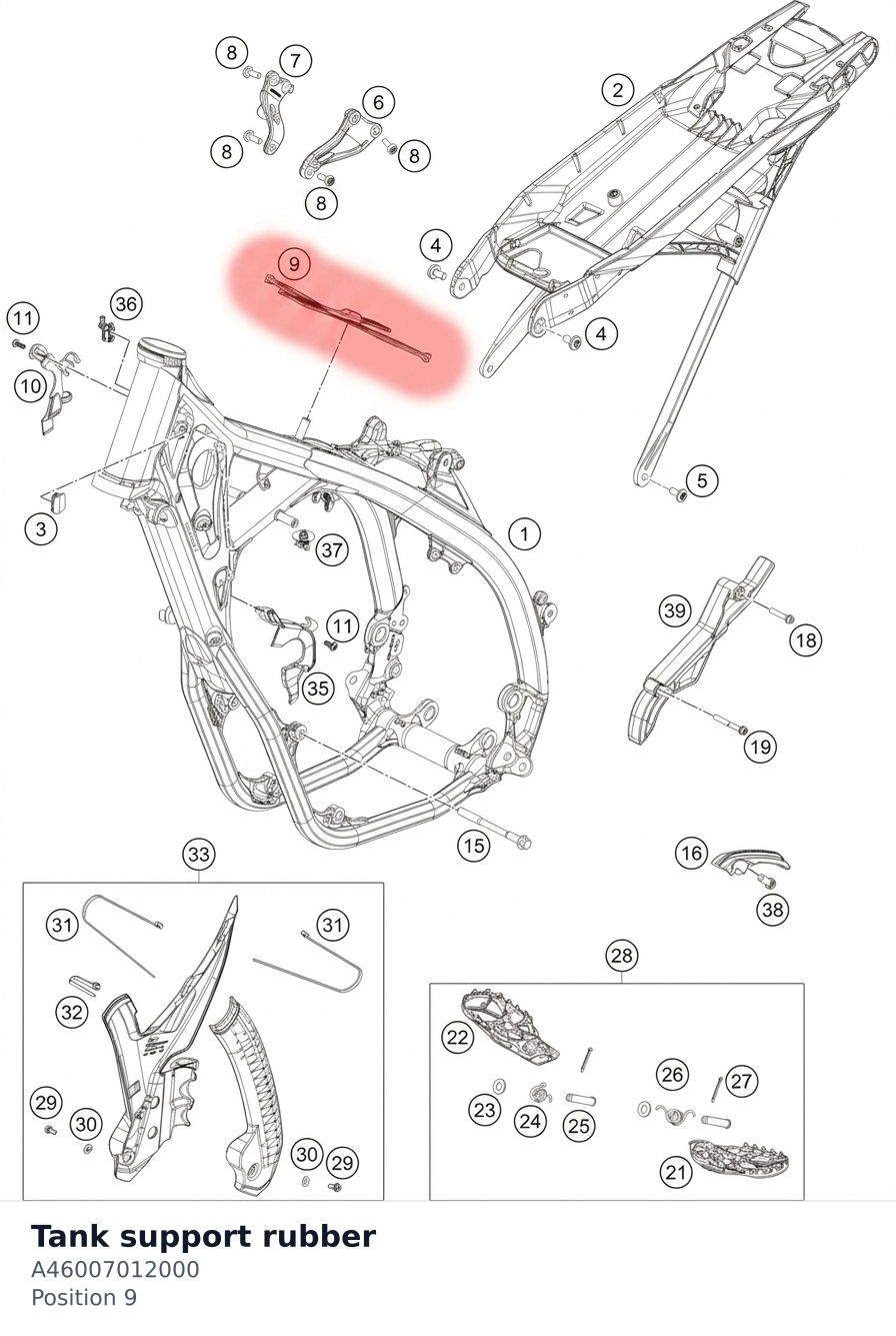 Diagram preview: Tank support rubber (A46007012000)