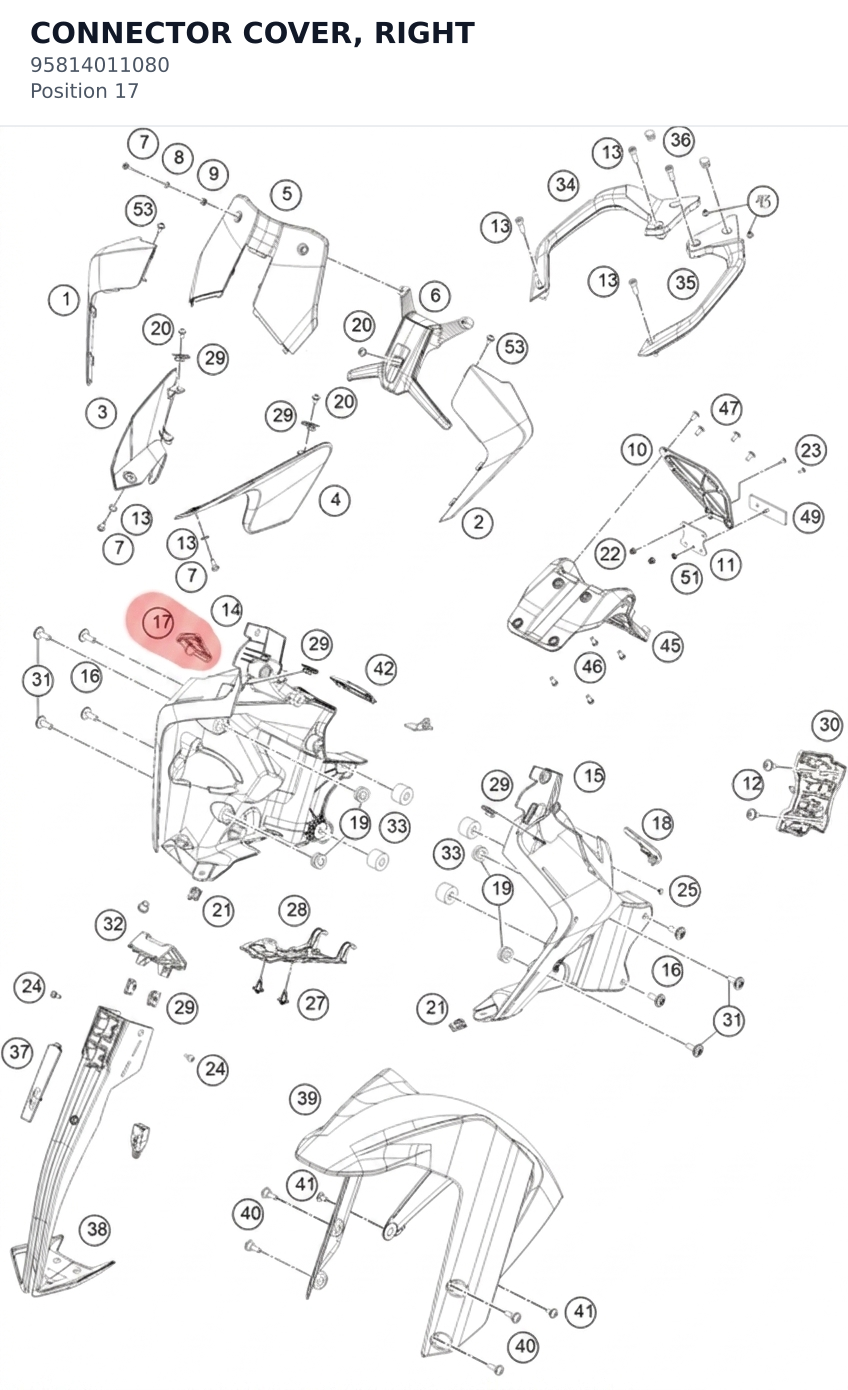 Diagram preview: CONNECTOR COVER, RIGHT (95814011080)