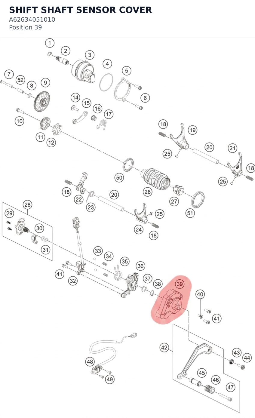 Diagram preview: SHIFT SHAFT SENSOR COVER (A62634051010)