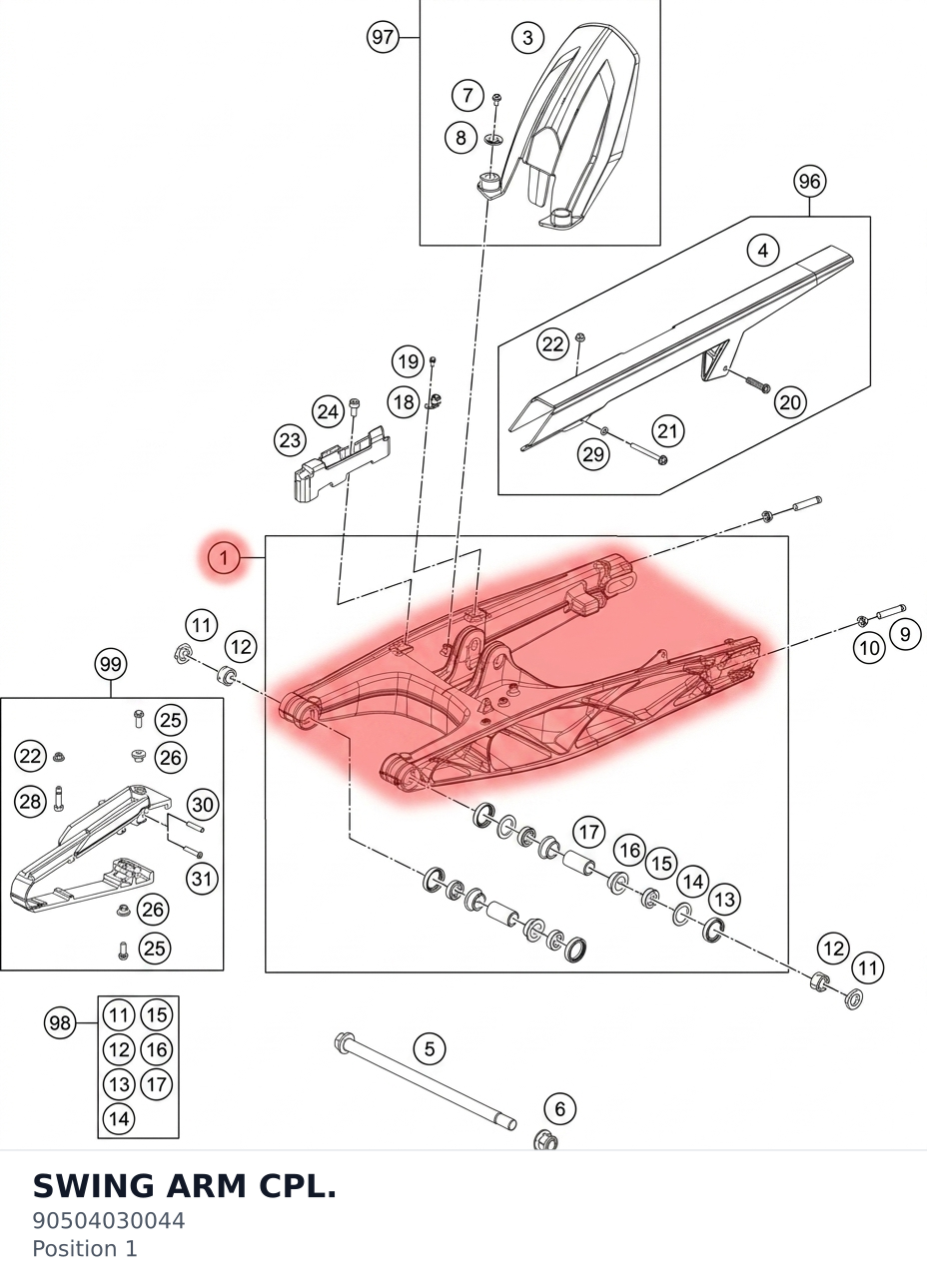 Diagram preview: SWING ARM CPL. (90504030044)