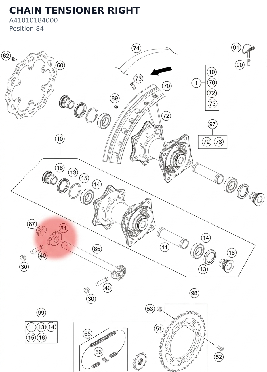 Diagram preview: CHAIN TENSIONER RIGHT (A41010184000)