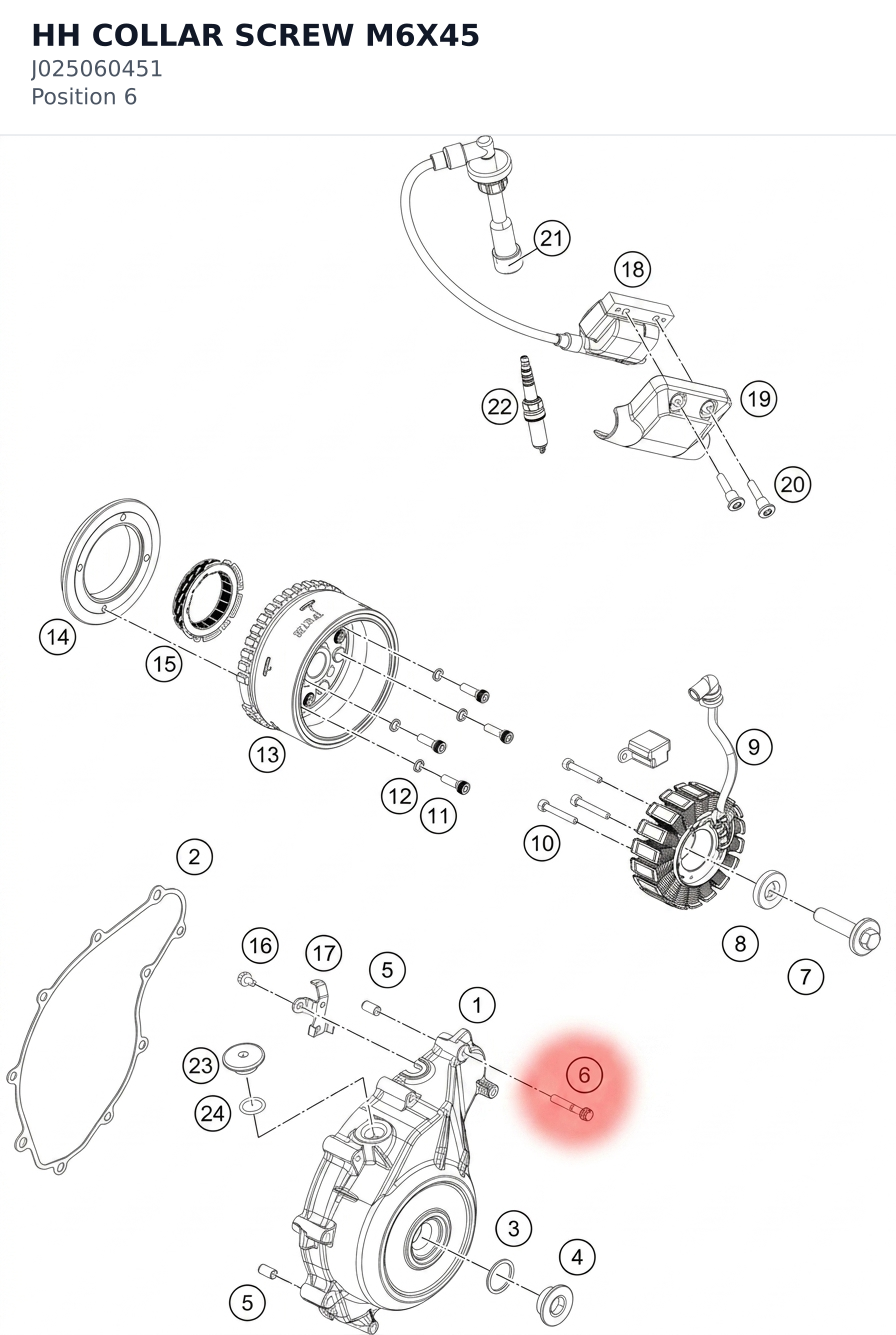 Diagram preview: HH COLLAR SCREW M6X45 (J025060451)