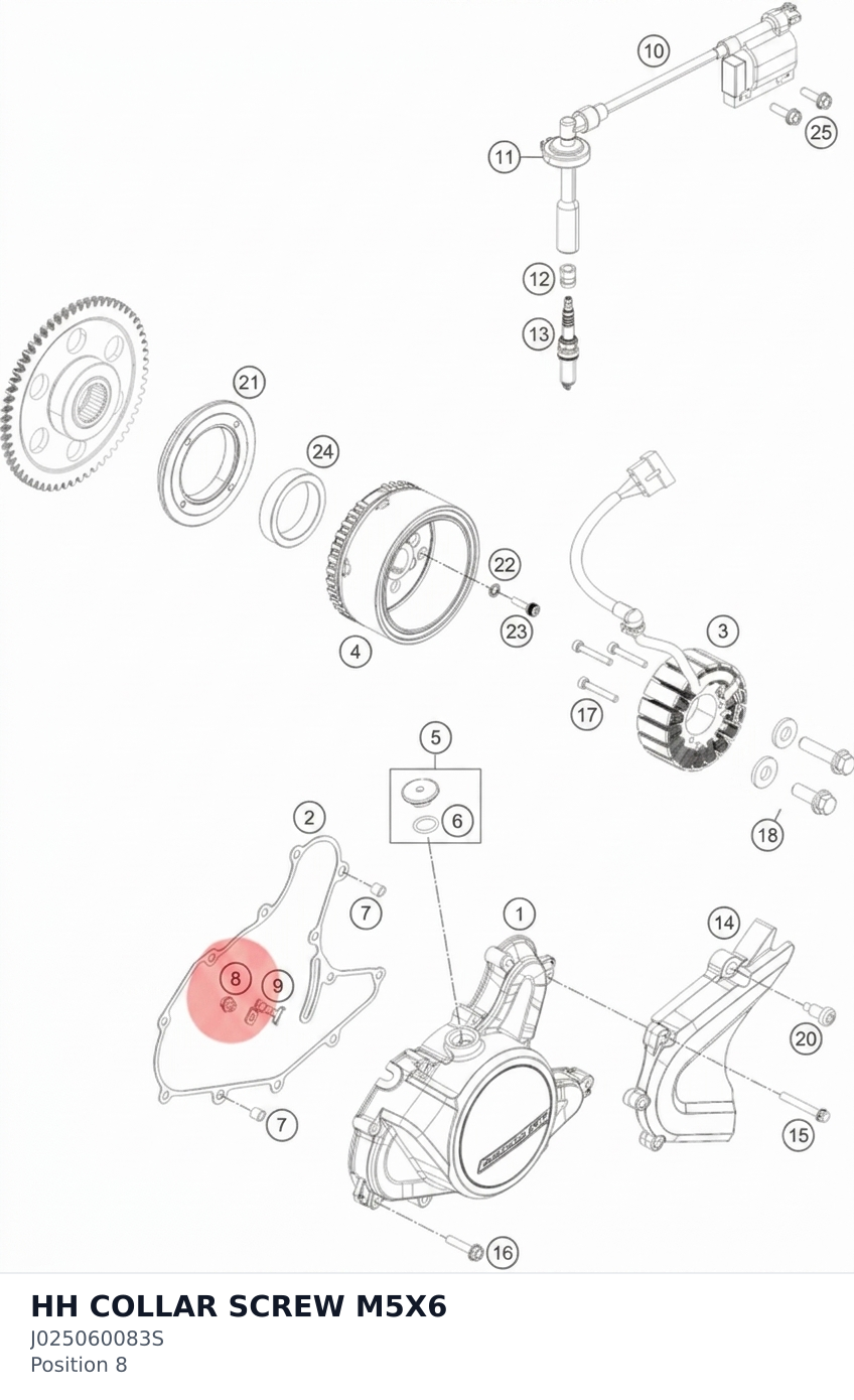Diagram preview: HH COLLAR SCREW M5X6 (J025060083S)