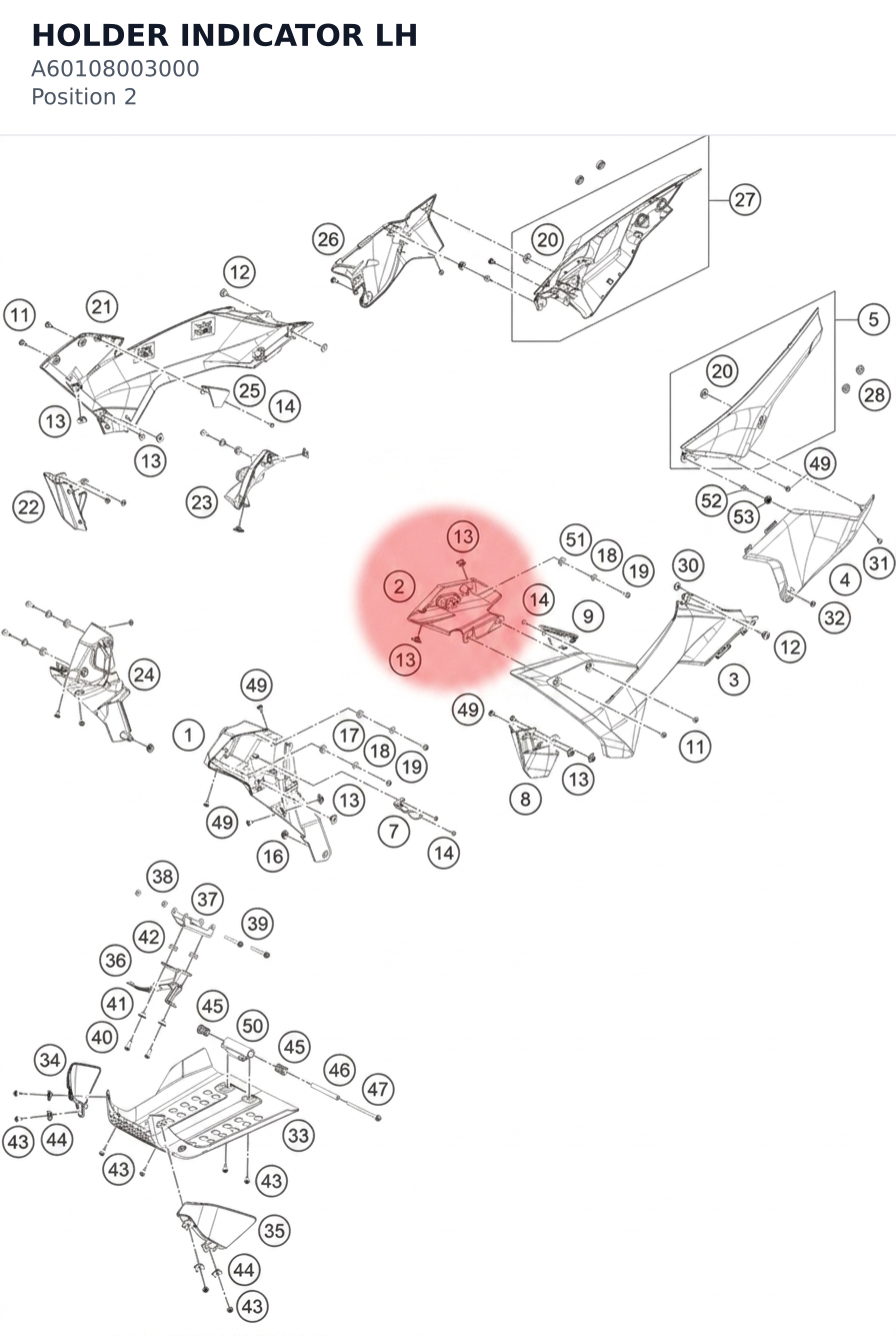 Diagram preview: HOLDER INDICATOR LH (A60108003000)