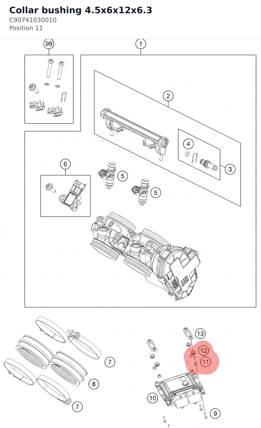 Diagram preview: Collar bushing 4.5x6x12x6.3 (C90741030010)