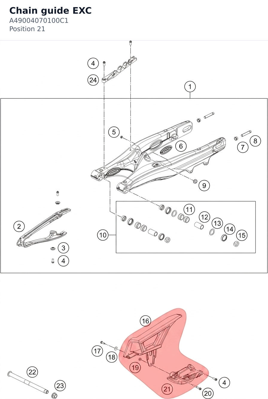 Diagram preview: Chain guide EXC (A49004070100C1)