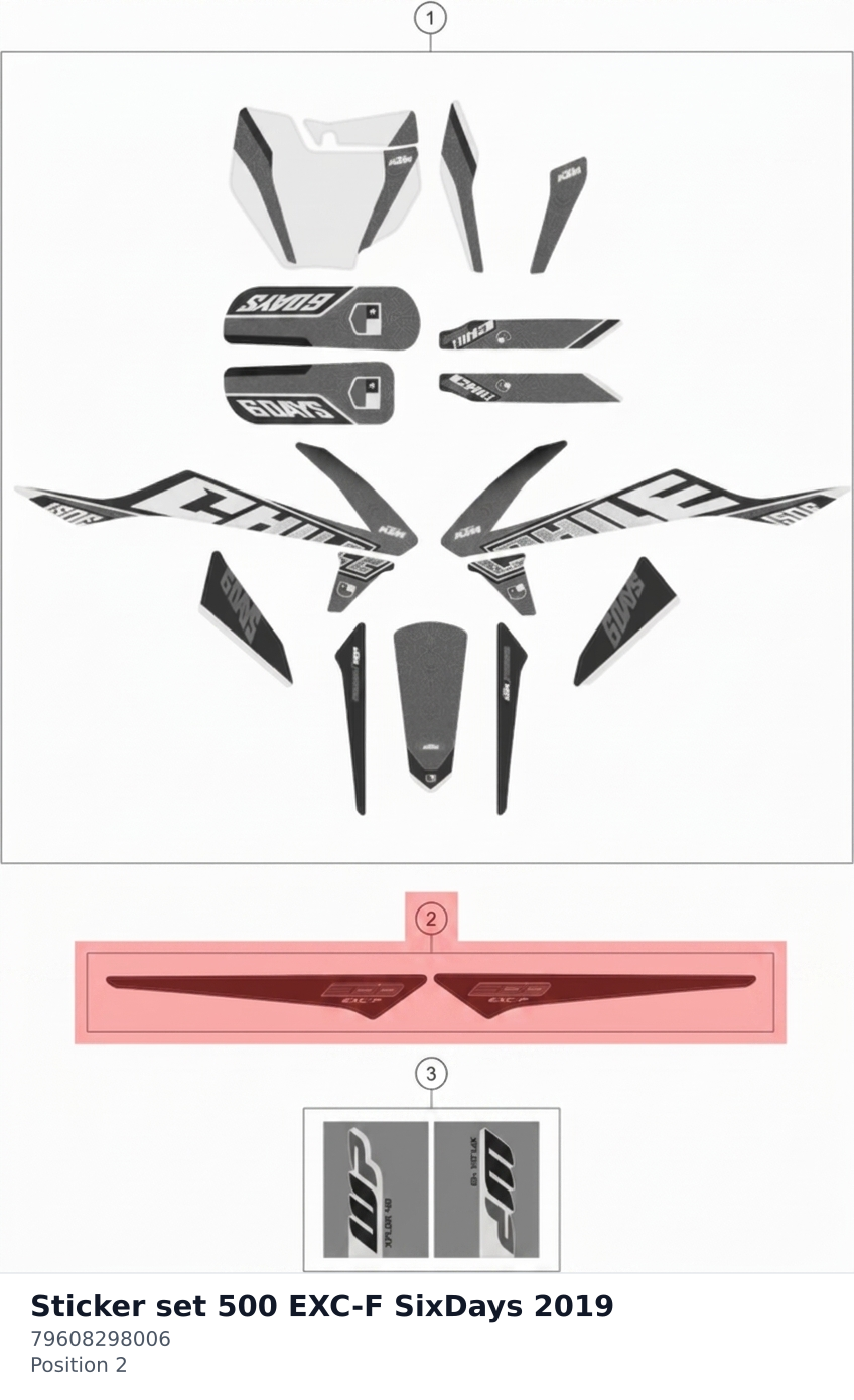 Diagram preview: Sticker set 500 EXC-F SixDays 2019 (79608298006)