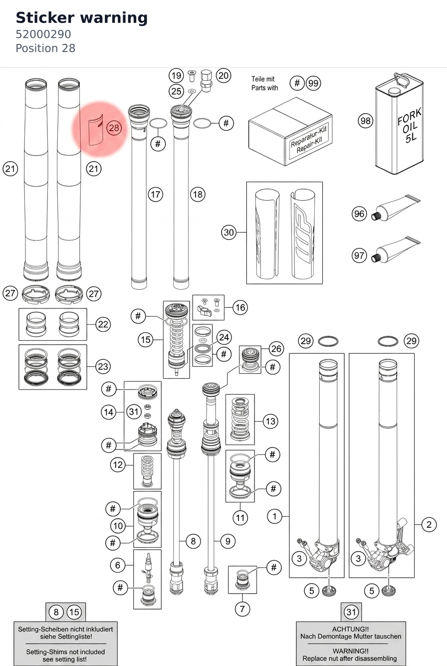 Diagram preview: Sticker warning (52000290)