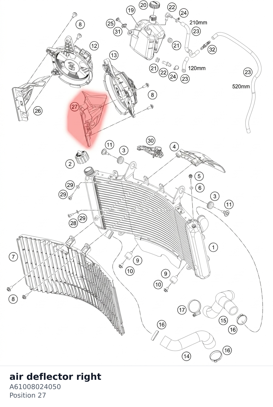 Diagram preview: air deflector right (A61008024050)