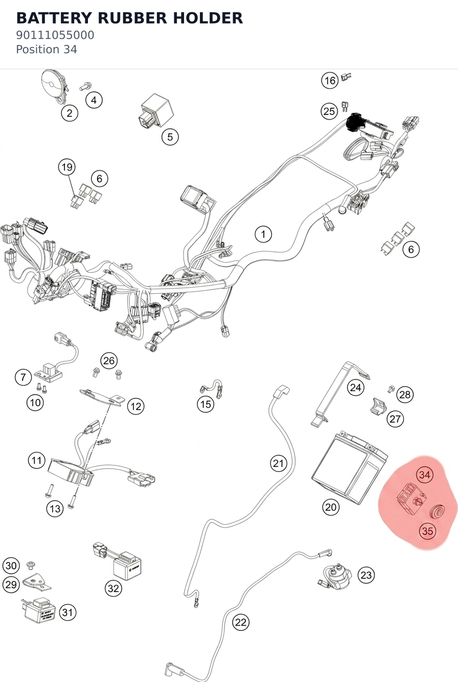 Diagram preview: BATTERY RUBBER HOLDER (90111055000)