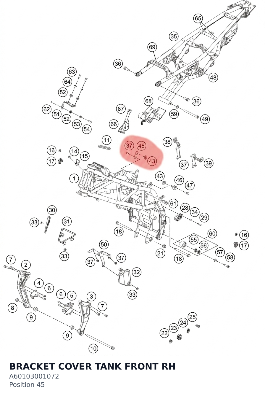Diagram preview: BRACKET COVER TANK FRONT RH (A60103001072)