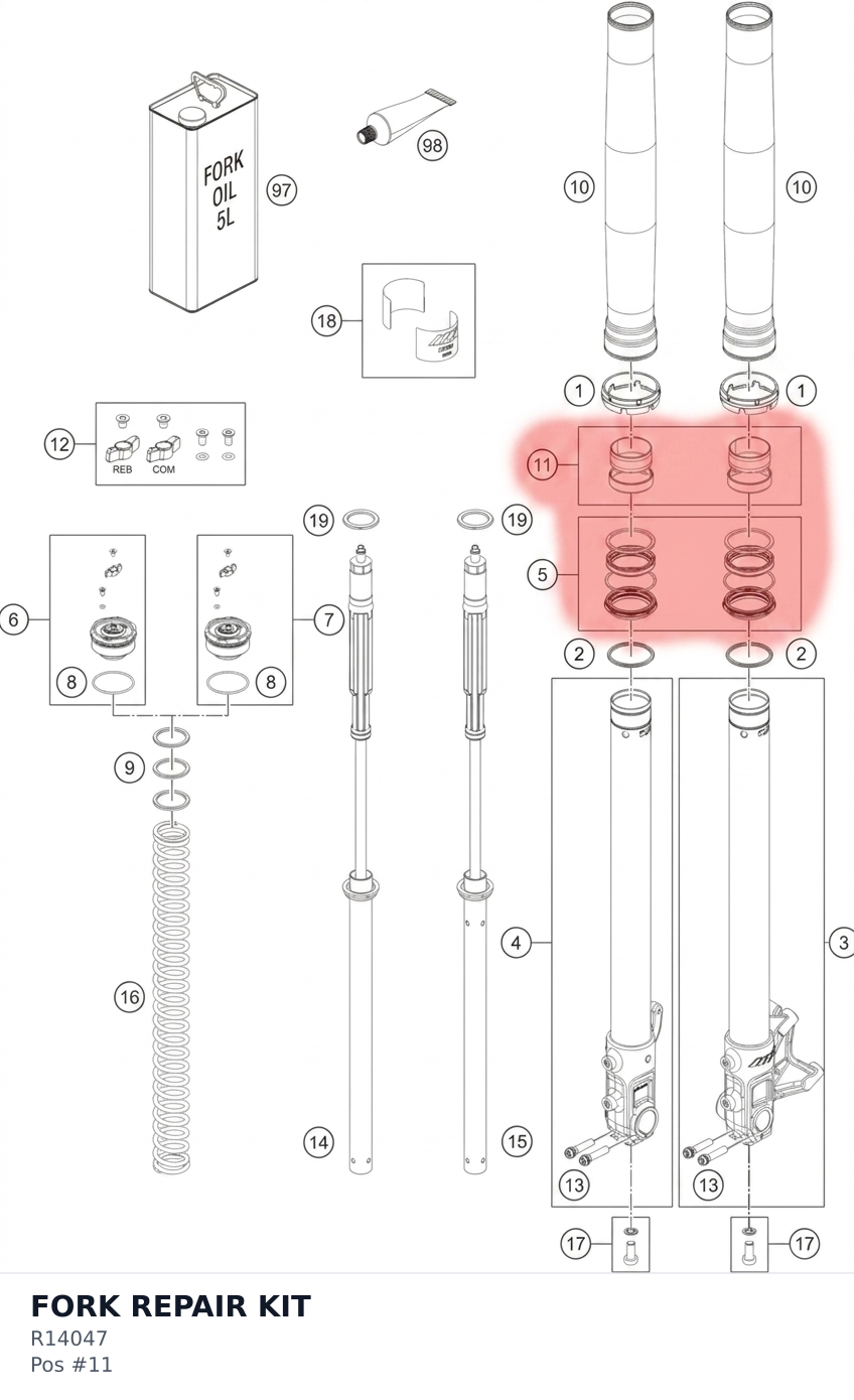 Diagram preview: FORK REPAIR KIT (R14047)