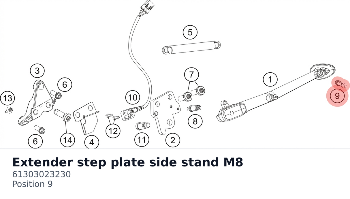 Diagram preview: Extender step plate side stand M8 (61303023230)