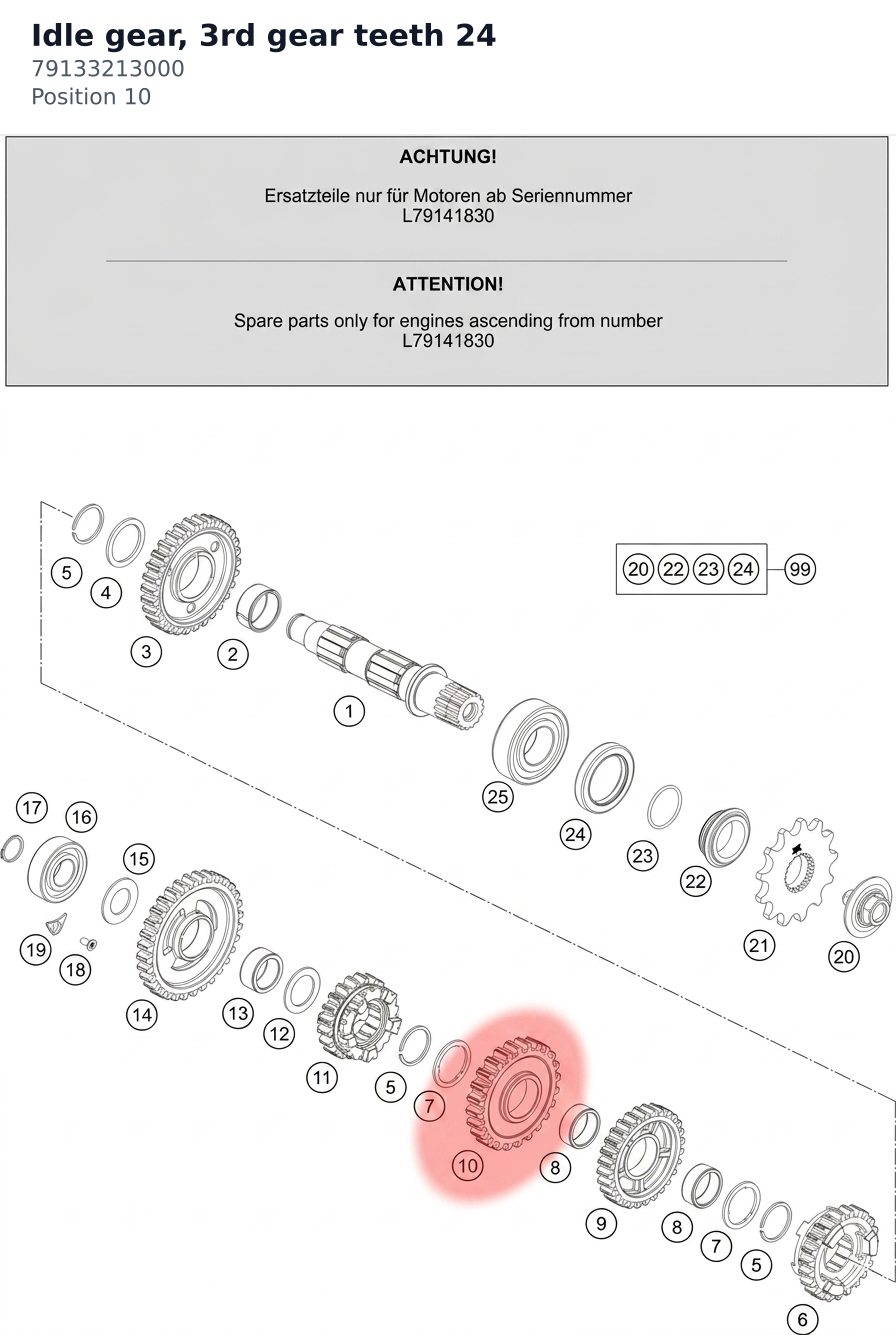 Diagram preview: Idle gear, 3rd gear teeth 24 (79133213000)