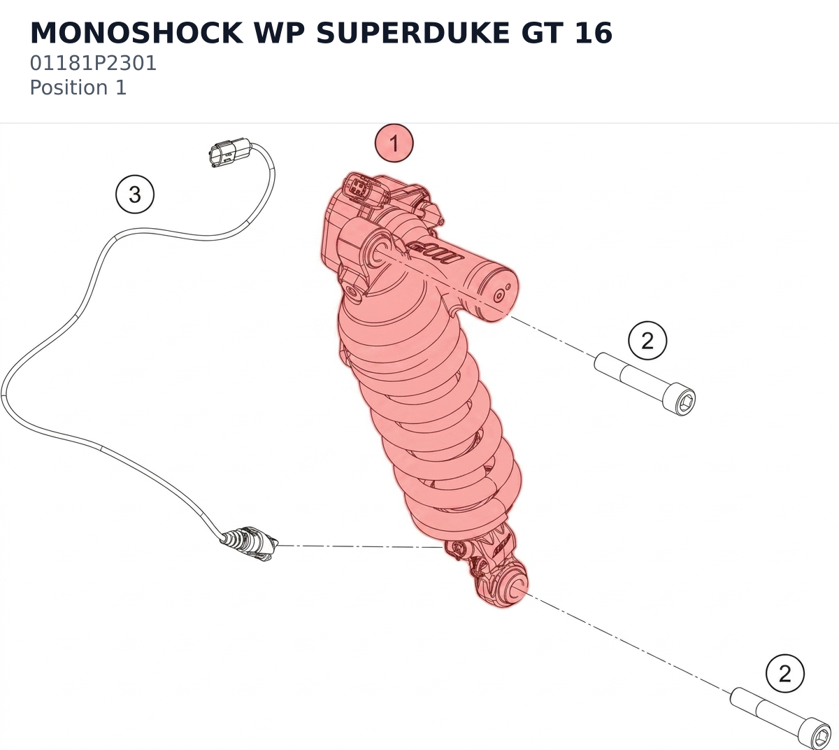 Diagram preview: MONOSHOCK WP SUPERDUKE GT 16 (01181P2301)