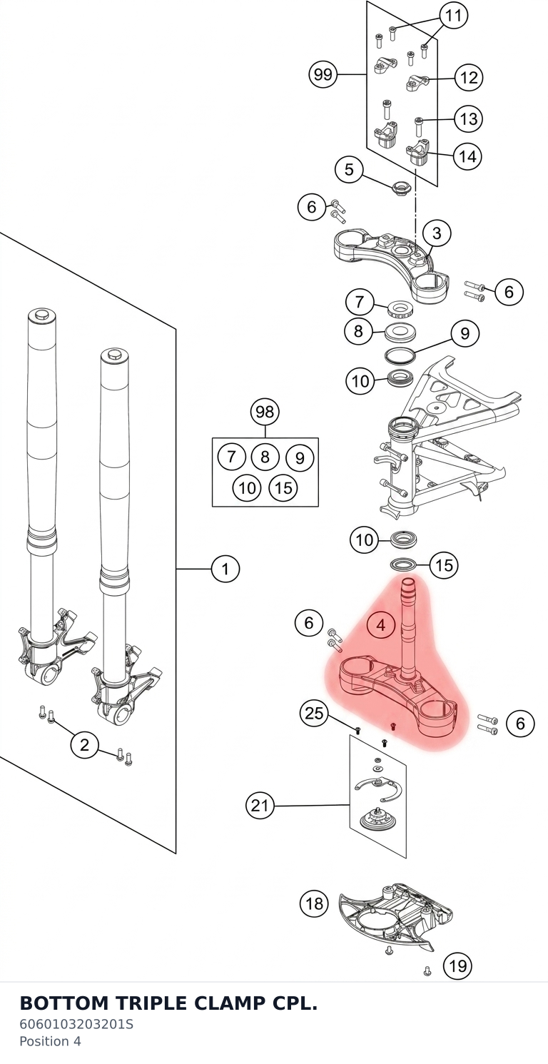 Diagram preview: BOTTOM TRIPLE CLAMP CPL. (6060103203201S)