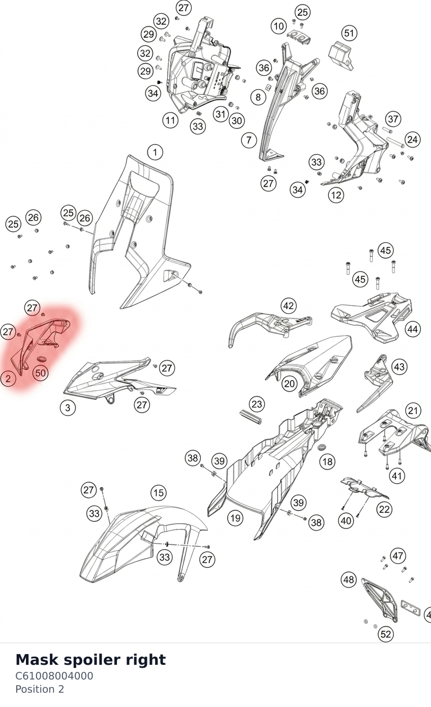 Diagram preview: Mask spoiler right (C61008004000)