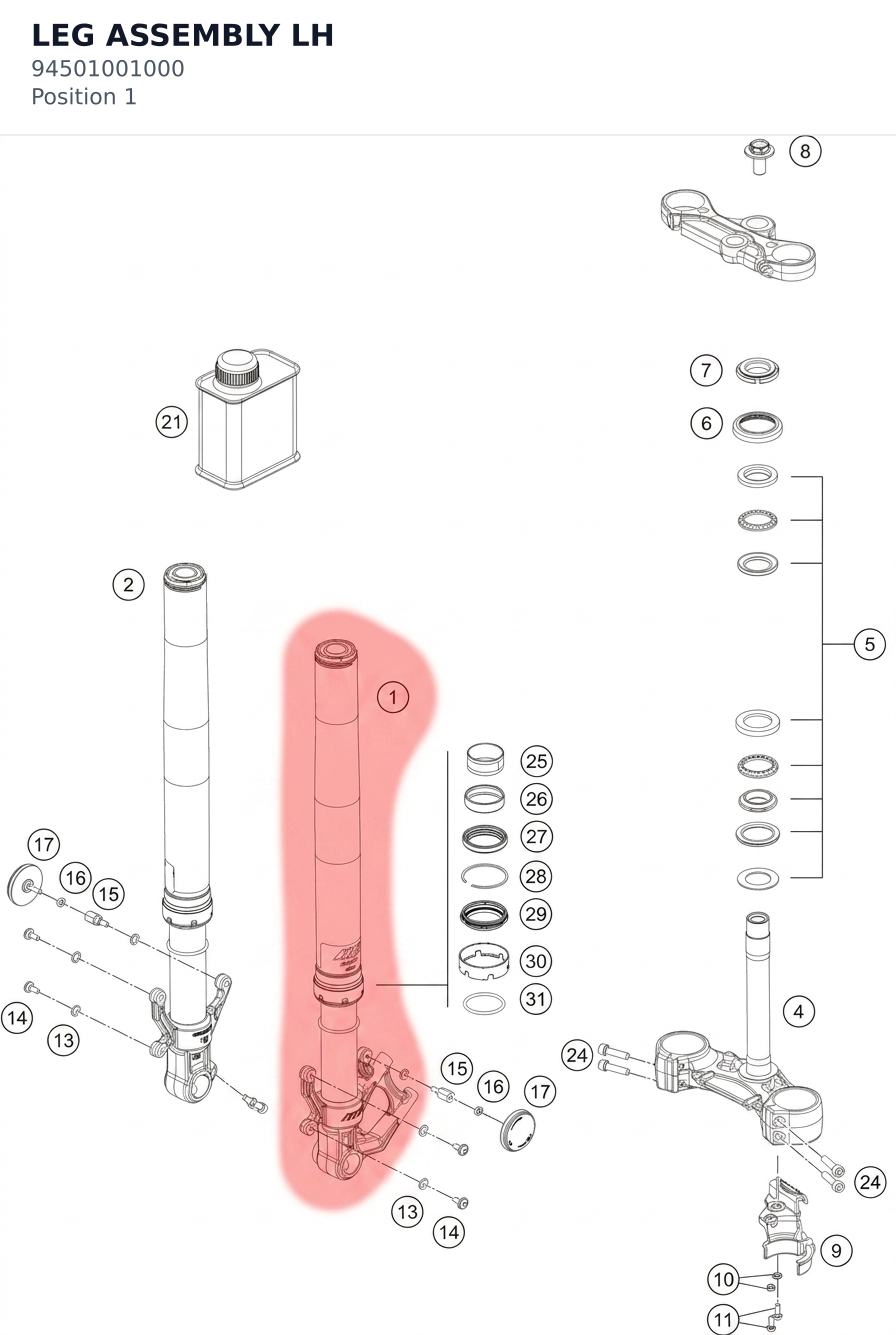 Diagram preview: LEG ASSEMBLY LH (94501001000)