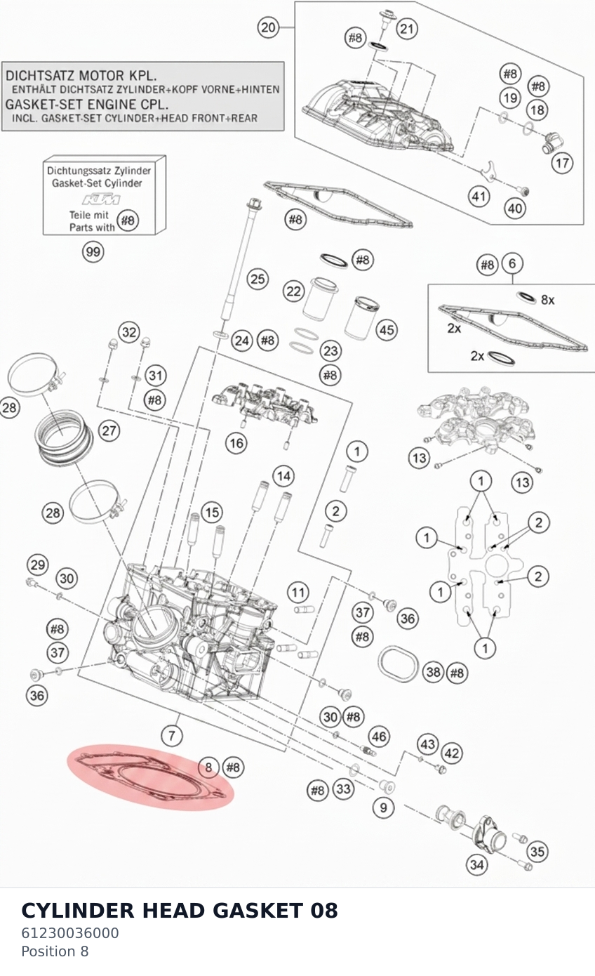 Diagram preview: CYLINDER HEAD GASKET 08 (61230036000)