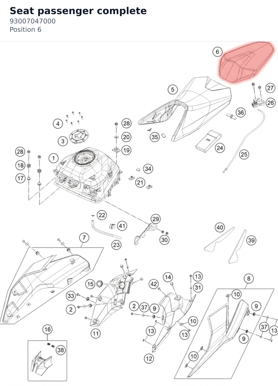 Diagram preview: Seat passenger complete (93007047000)