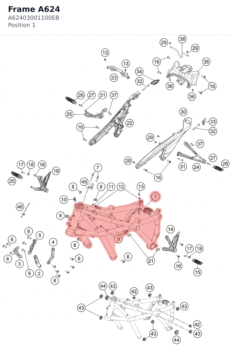 Diagram preview: Frame A624 (A62403001100EB)