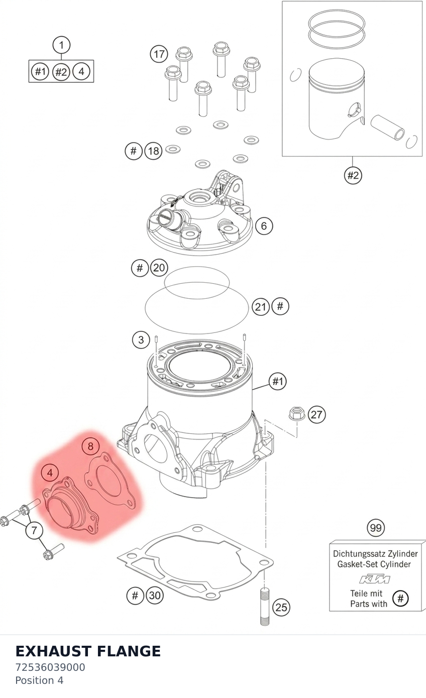 Diagram preview: EXHAUST FLANGE (72536039000)