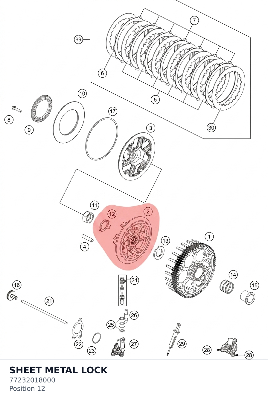 Diagram preview: SHEET METAL LOCK (77232018000)